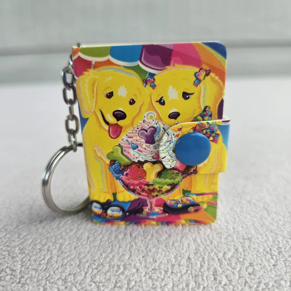 VTG Lisa Frank Miniature Notebook Keychain Casey & Candy Yellow Dogs 90's UNUSED